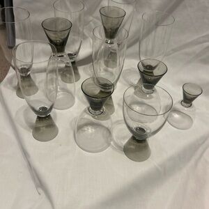 Rare Mid Century Rosenthal Fortuna Wine Glasses Elsa Fischer Trayden set of 19.